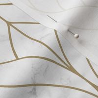 White Marble with Gold Art Deco Leaf
