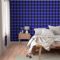 Large Bright Blue Rustic Cowboy Cabin Buffalo Check Plaid 4 inch