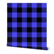 Large Bright Blue Rustic Cowboy Cabin Buffalo Check Plaid 4 inch