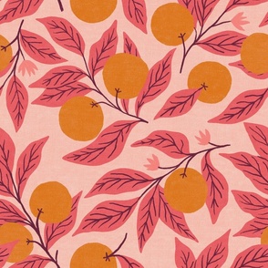 Large - Orange blossoms - pink/orange 