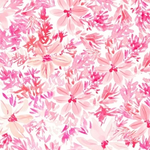 Pink watercolor flowers medium scale