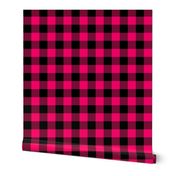 Medium  Bright Pink Rustic Cowboy Cabin Buffalo Check Plaid 2 inch