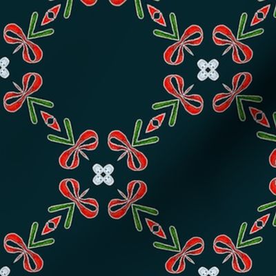 Red bows Christmas Geometric Pattern - Small Scale