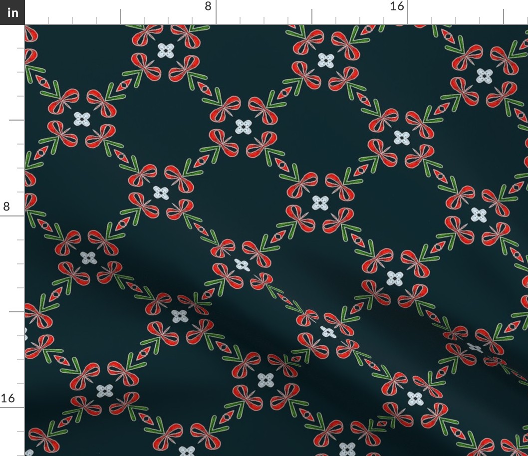 Red bows Christmas Geometric Pattern - Small Scale