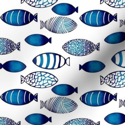 Tribal fish water color blue