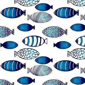 Tribal fish water color blue