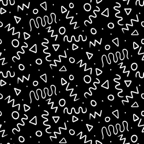Black and White Abstract Shapes Pattern