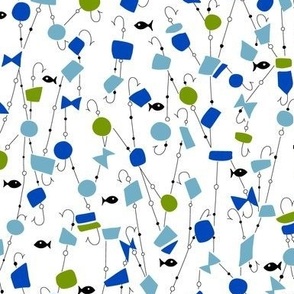 Atomic Fish & Fish Hooks in Aquatic Blue