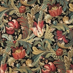 1918 Vintage Art Nouveau Floral Tapestry