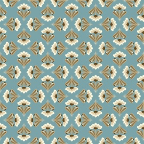 Blue and Beige Flower - seamless pattern