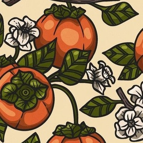 Persimmon Blooming Orchid / Neutral Version / Large Scale, Wallpaper
