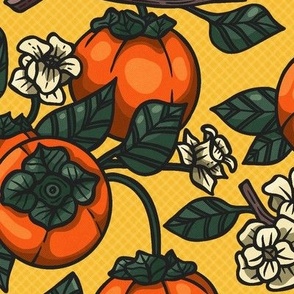 Persimmon Blooming Orchid / Yellow Version / Large Scale, Wallpaper