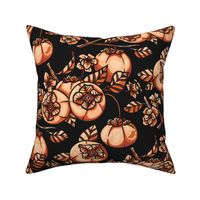 Persimmon Blooming Orchid / Dark Version / Large Scale, Wallpaper