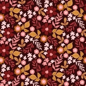 Reddish Floral Seamless Pattern