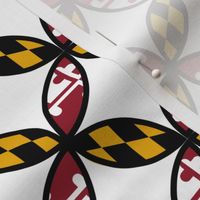 3x3  inch Maryland Flag in Circles, Butterflies on white background