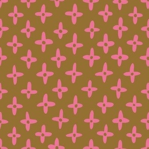 geo flower pattern pink brown