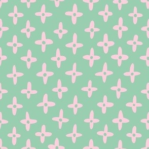 geo flower pattern blush pink mint