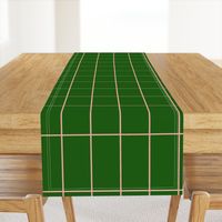Small scale rectangular grid crate pale pink on green christmas basic, Geometric fabric