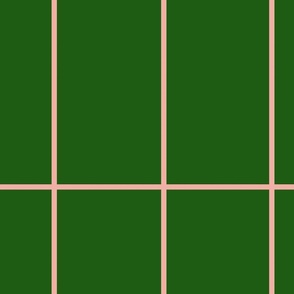 Big scale rectangular grid crate pale pink on green christmas basic, Geometric fabric