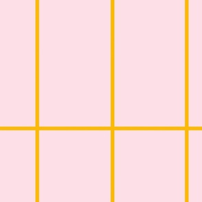 Big scale rectangular grid crate sunny yellow on pale pink basic, Geometric fabric