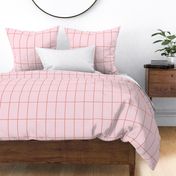 Small scale rectangular grid crate pink on pale pink basic, Geometric fabric