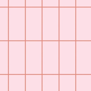 Small scale rectangular grid crate pink on pale pink basic, Geometric fabric