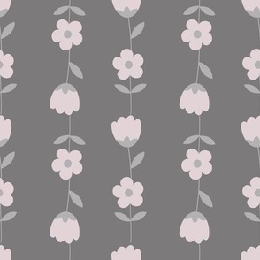 Daisies and tulips on grey