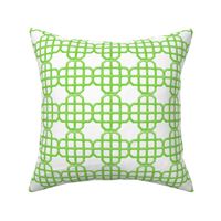 embroidered looking knot in lime green and white background