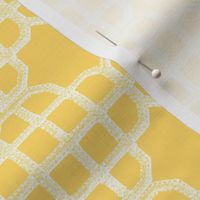 embroidered looking knot  in buttercup yellow and white