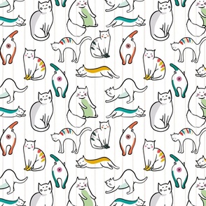 lazy fat colorful cats and kitties funny pattern 