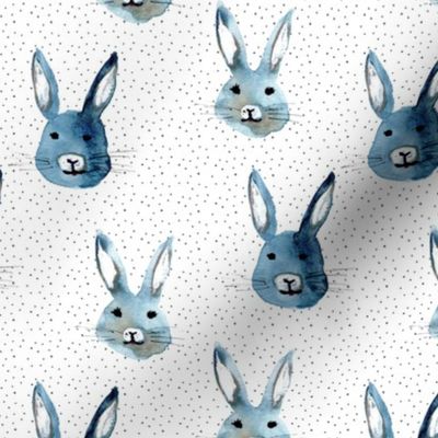 blue rabbits - watercolor bunnies - painted cute pets a261-1