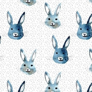 blue rabbits - watercolor bunnies - painted cute pets a261-1