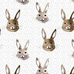pretty kind rabbits in earthy neutral shades - watercolor bunnies - painted cute pets a261-2