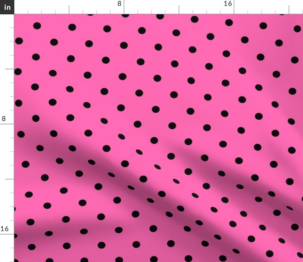 Hot Pink and Black Polka Dot Pattern