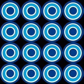 Blue circles on black