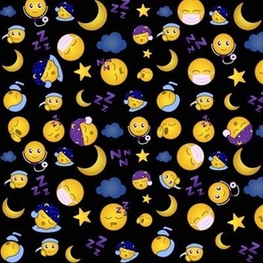 Sleeping Emojis in Night Sky