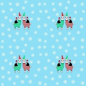 Christmas badgers on llamas in pyjamas blue