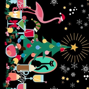 Christmas Cheer Cocktail border print black background!