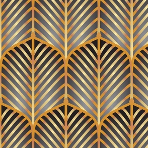 Art deco palms gold and black silver