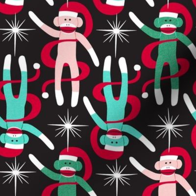 Retro Sock Monkey Santa - Christmas Multi Black Regular Scale