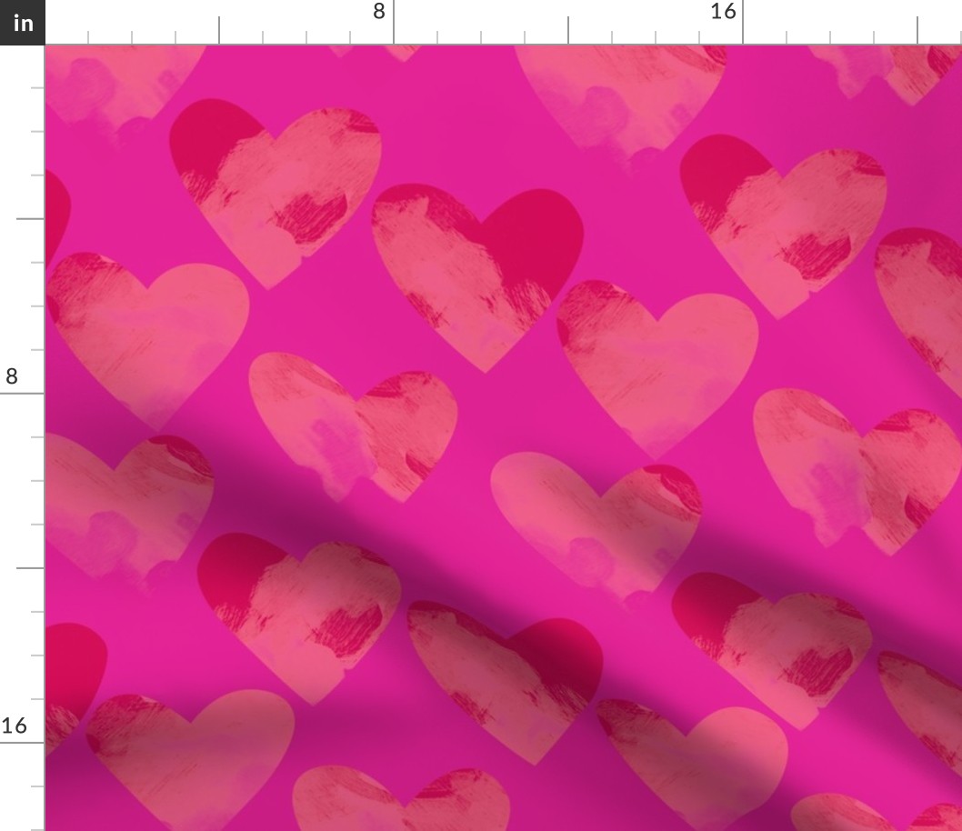 Shibori hearts pink and red