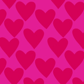 Hearts red on pink