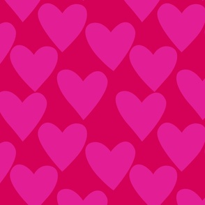 Hearts pink on red