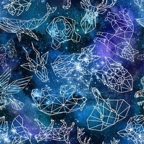 small scale geometric animals navy galaxy