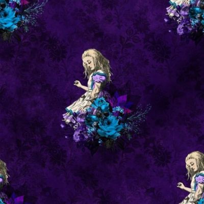 Purple Alice in Wonderland Vintage Floral Style