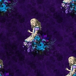 Purple Alice in Wonderland Vintage Floral Style