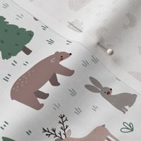 Woodland Scene with Animals - Medium Scale - Deer Bears Trees Nursery Baby Kids