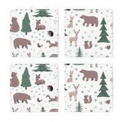 Woodland Scene with Animals - Large Scale - Deer Bears Trees Nursery Baby Kids