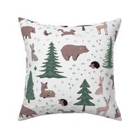 Woodland Scene with Animals - Large Scale - Deer Bears Trees Nursery Baby Kids