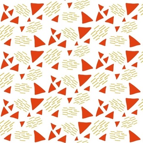 Red Triangles, Retro, Hand Drawn, Yellow, Lines